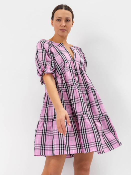 Платье Esthetic Code 240606 Орхидея розовый в клетку